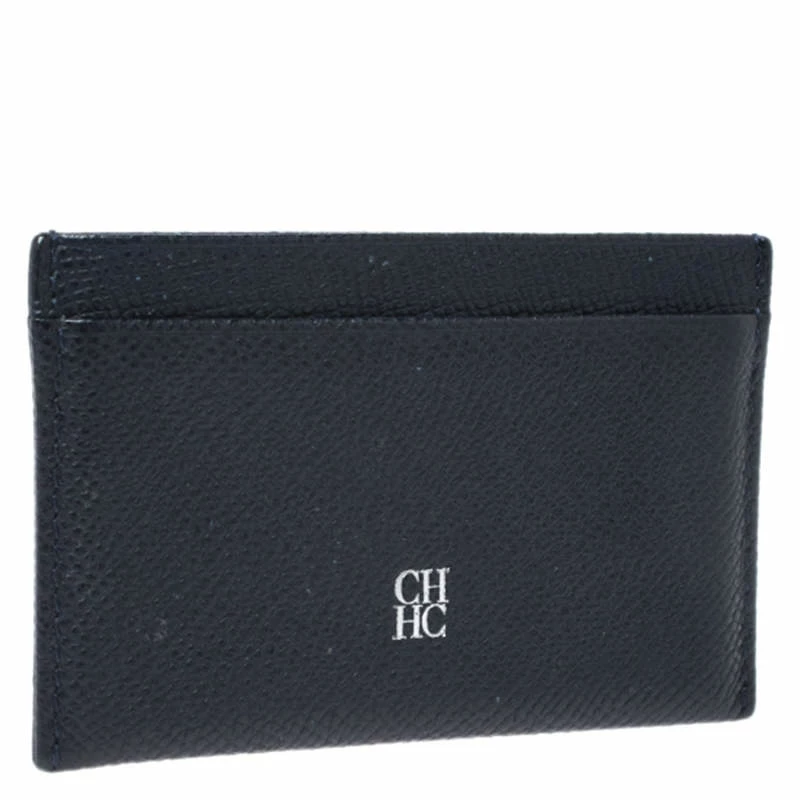 Carolina Herrera Navy Blue Leather Card Holder Women
