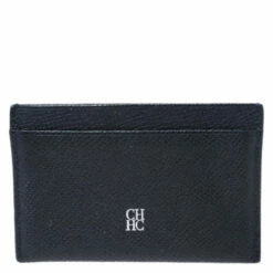 Carolina Herrera Navy Blue Leather Card Holder Women