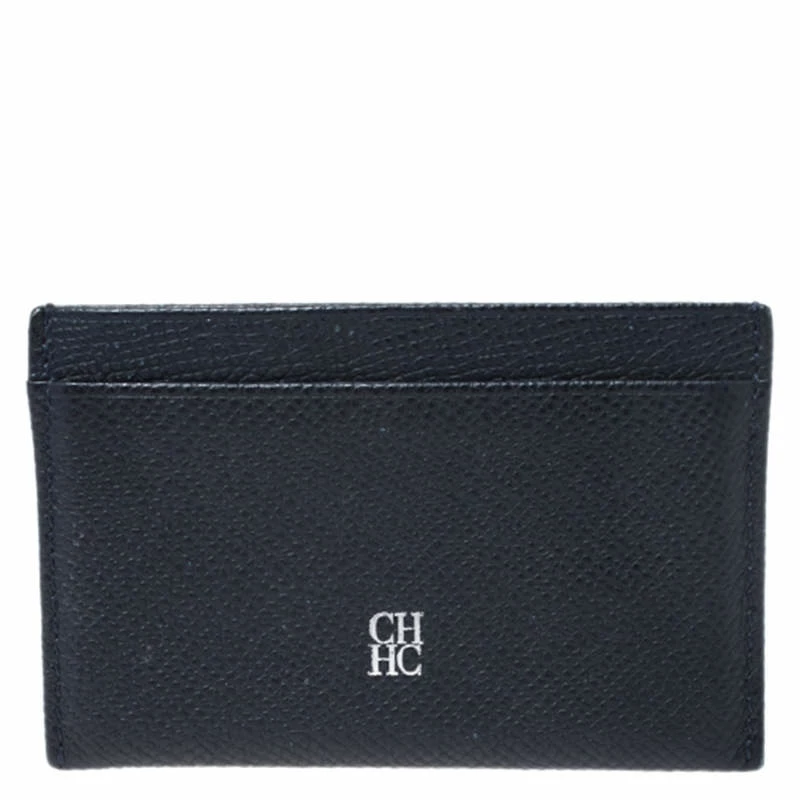 Carolina Herrera Navy Blue Leather Card Holder Women