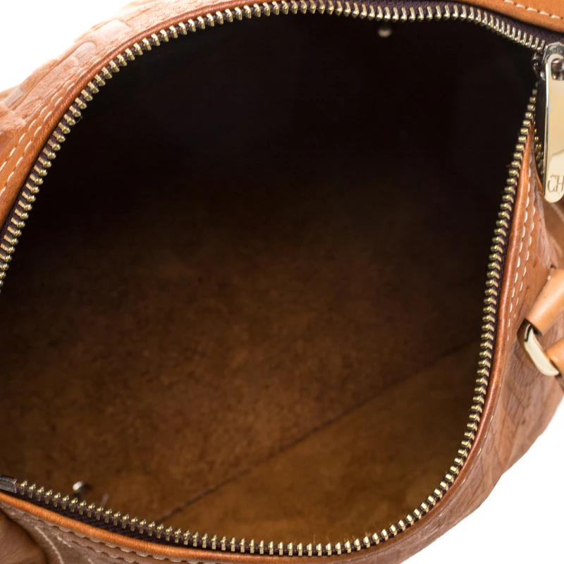 Carolina Herrera Brown Leather Medium Andy Boston Bag Women