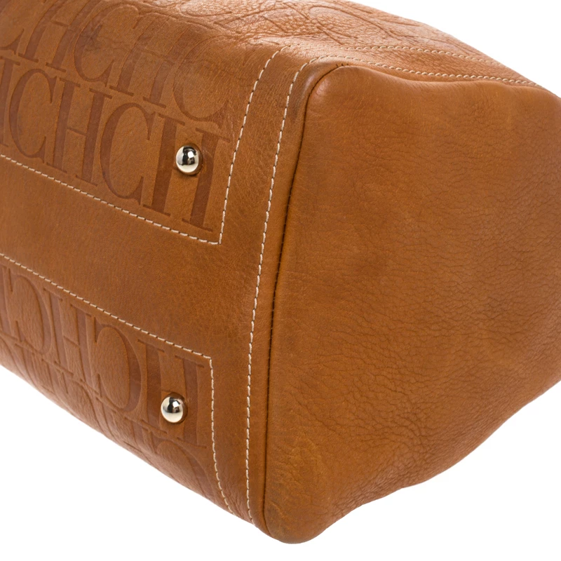 Carolina Herrera Brown Leather Medium Andy Boston Bag Women