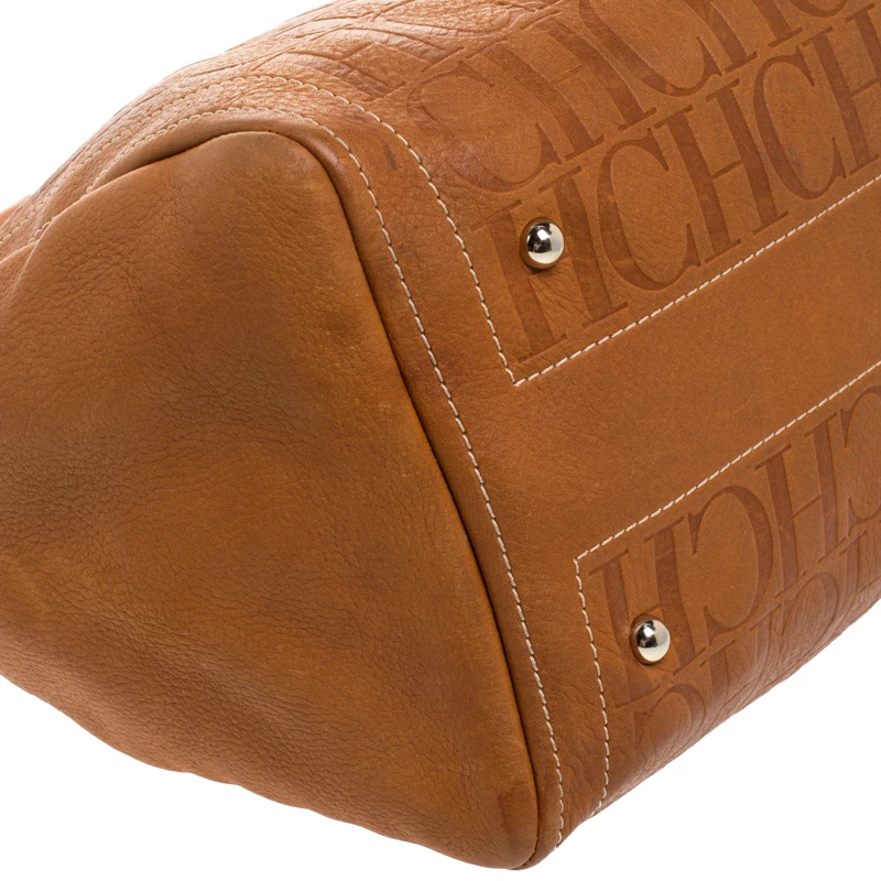 Carolina Herrera Brown Leather Medium Andy Boston Bag Women