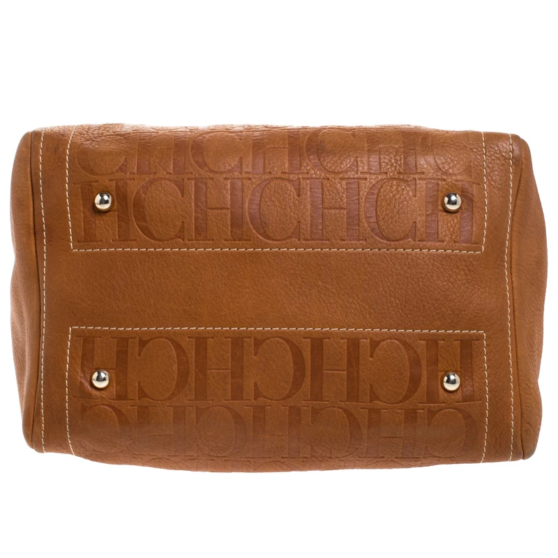 Carolina Herrera Brown Leather Medium Andy Boston Bag Women