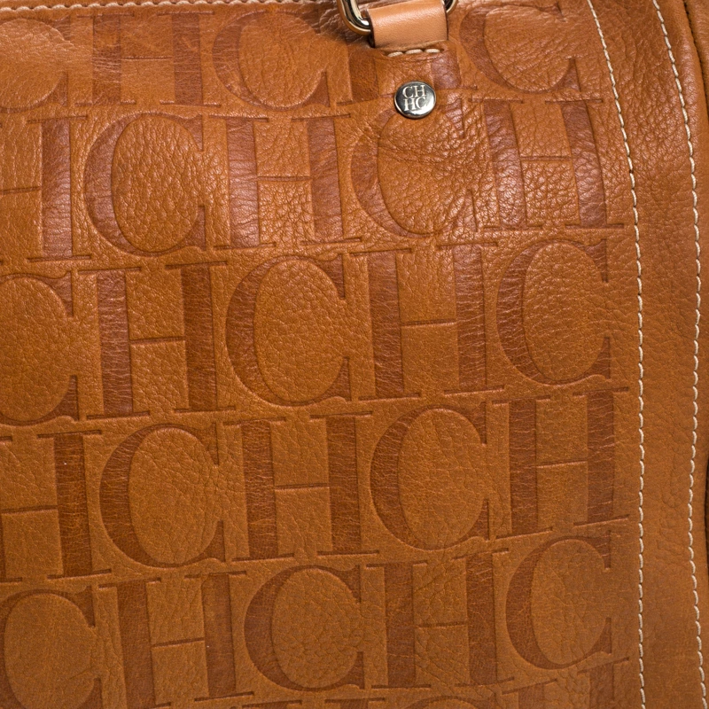 Carolina Herrera Brown Leather Medium Andy Boston Bag Women