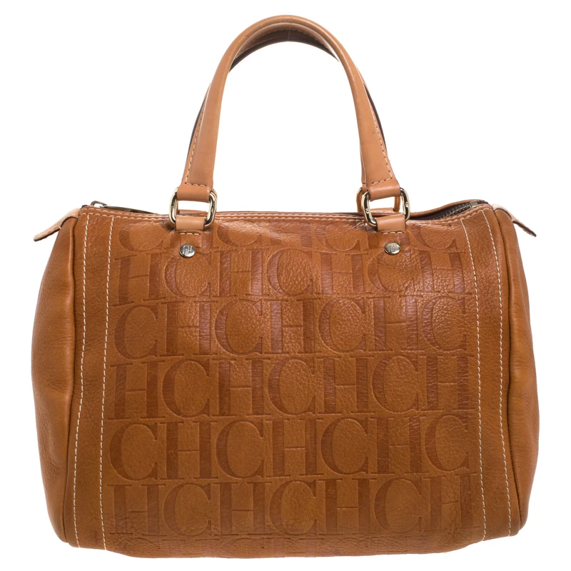 Carolina Herrera Brown Leather Medium Andy Boston Bag Women