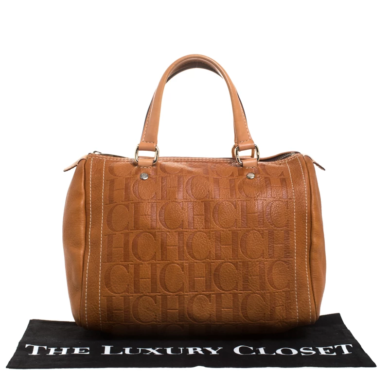 Carolina Herrera Brown Leather Medium Andy Boston Bag Women