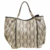 Carolina Herrera Off White Monogram Coated Canvas Chain Tote Women