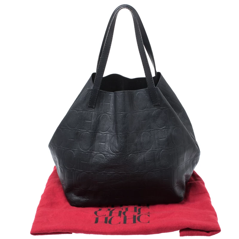 Carolina Herrera Black Leather Matryoshka Tote Women