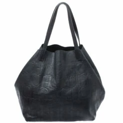 Carolina Herrera Black Leather Matryoshka Tote Women