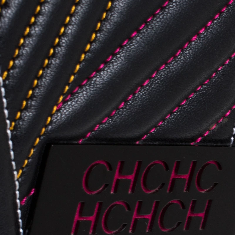 Carolina Herrera Black Quilted Leather Bimba Flap Shoulder Bag Women