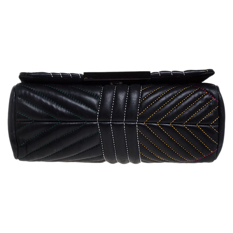 Carolina Herrera Black Quilted Leather Bimba Flap Shoulder Bag Women