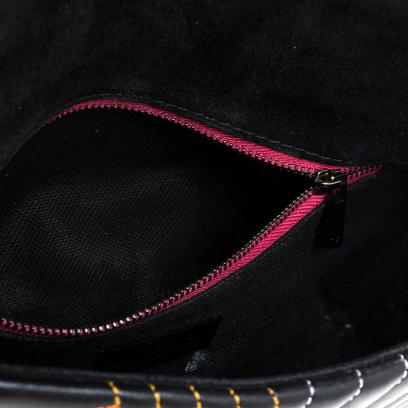 Carolina Herrera Black Quilted Leather Bimba Flap Shoulder Bag Women