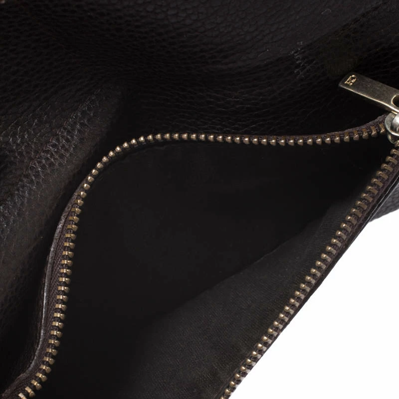 Carolina Herrera Burgundy Leather Long Trifold Wallet Women