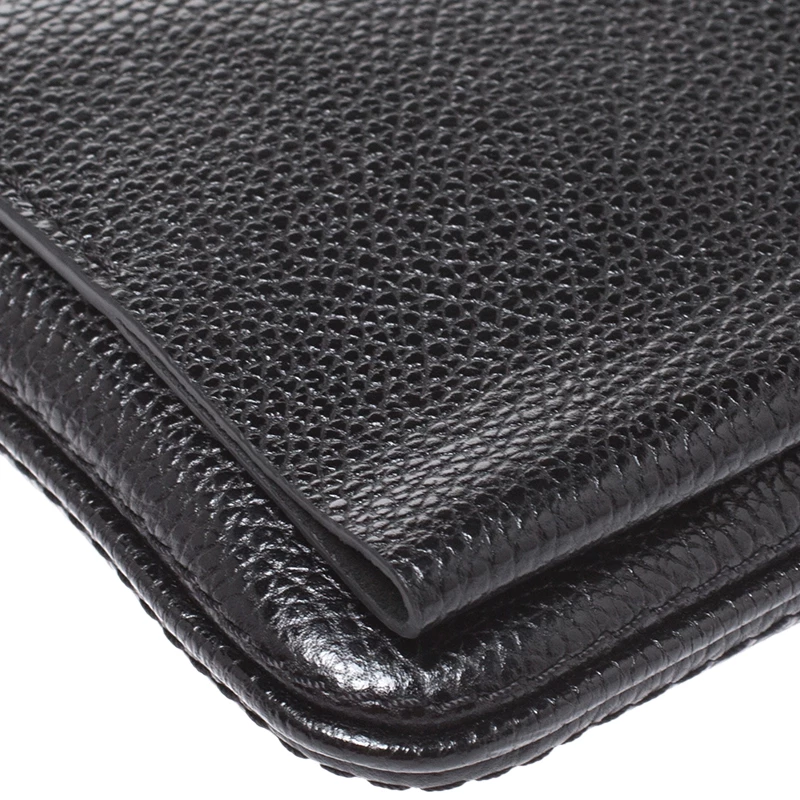 Carolina Herrera Black Leather Flap Crossbody Bag Women