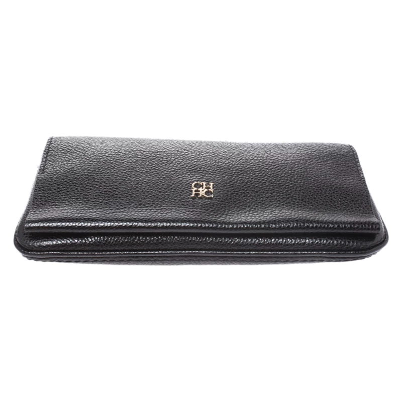 Carolina Herrera Black Leather Flap Crossbody Bag Women