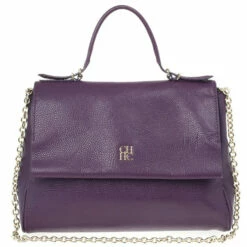 Carolina Herrera Purple Leather Minueto Flap Bag Women