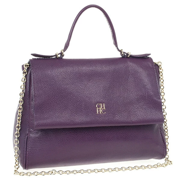 Carolina Herrera Purple Leather Minueto Flap Bag Women