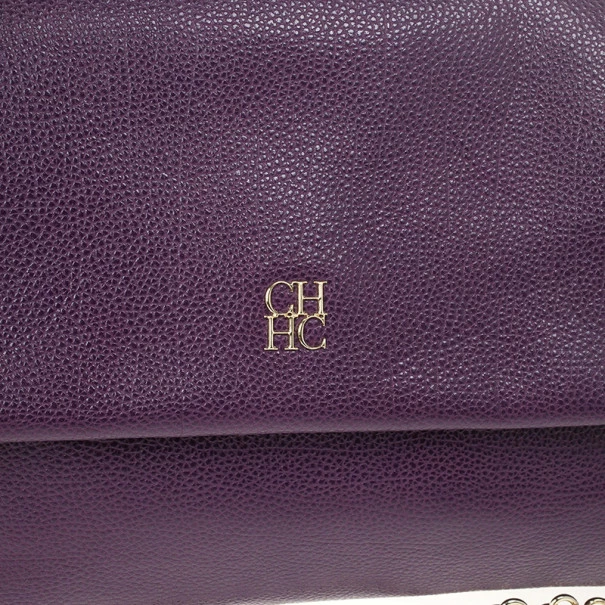 Carolina Herrera Purple Leather Minueto Flap Bag Women