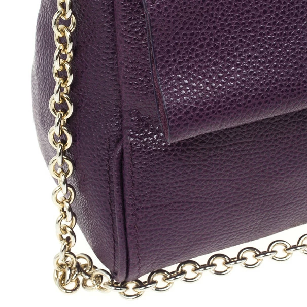 Carolina Herrera Purple Leather Minueto Flap Bag Women