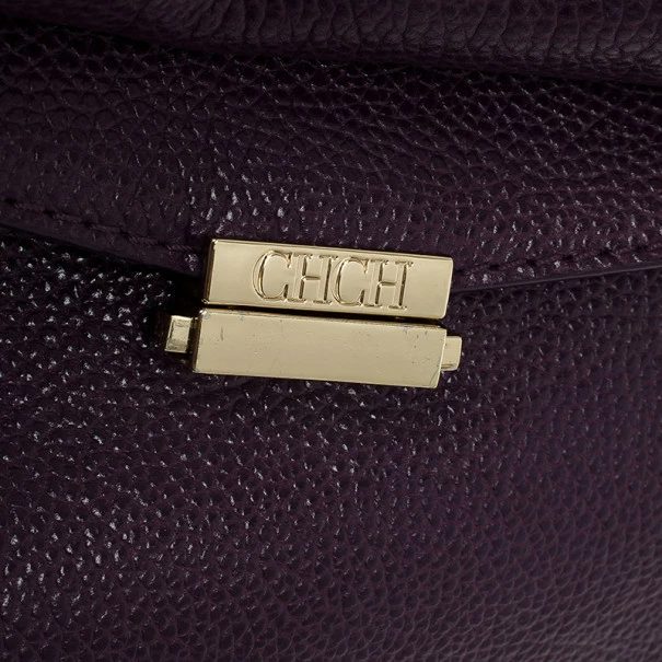 Carolina Herrera Purple Leather Minueto Flap Bag Women