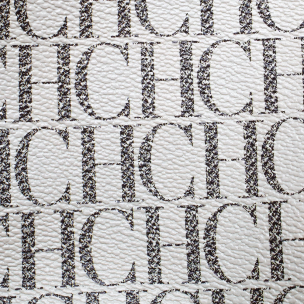 Carolina Herrera Beige/Red Monogram Coated Canvas Flap Crossbody Bag Women