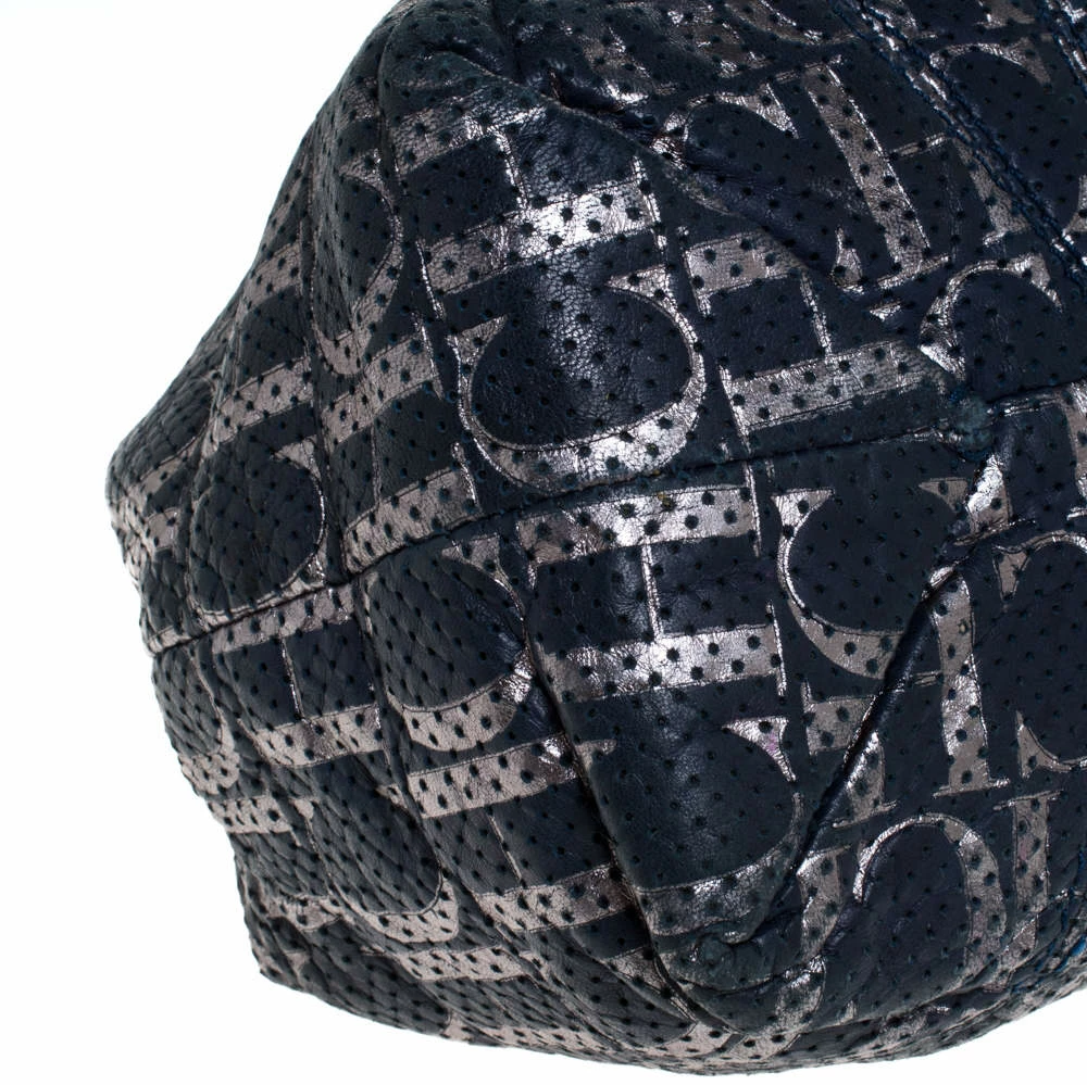 Carolina Herrera Blue Monogram Leather Chain Shoulder Bag Women