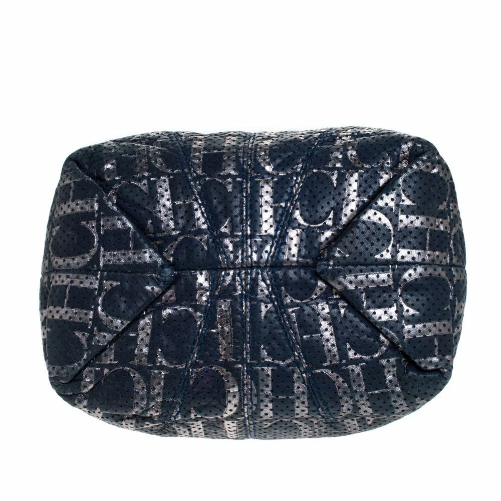 Carolina Herrera Blue Monogram Leather Chain Shoulder Bag Women