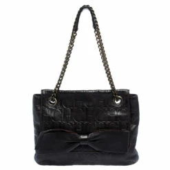 Carolina Herrera Brown Monogram Leather Audrey Shoulder Bag Women