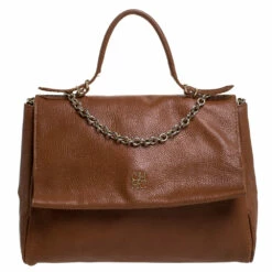 Carolina Herrera Brown Leather Minueto Flap Bag Women