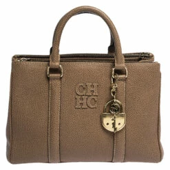 Carolina Herrera Light Brown Leather Andy Tote Women