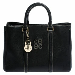 Carolina Herrera Black Leather Andy Tote Women