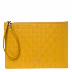 Carolina Herrera Mustard Embossed Leather Continental Pouch Women - Yellow