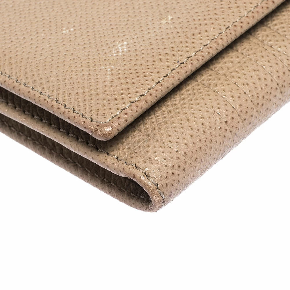 Carolina Herrera Beige Leather Continental Flap Wallet Women