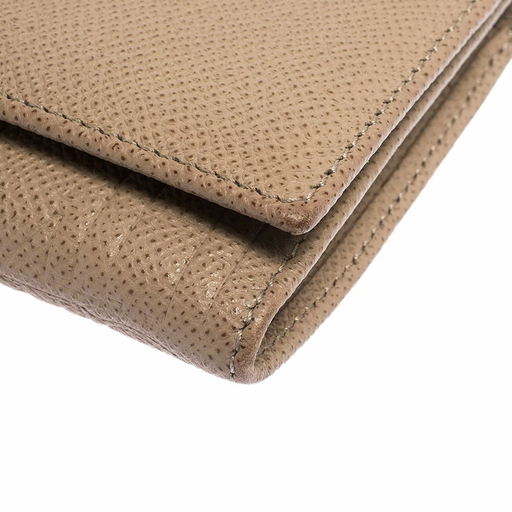 Carolina Herrera Beige Leather Continental Flap Wallet Women