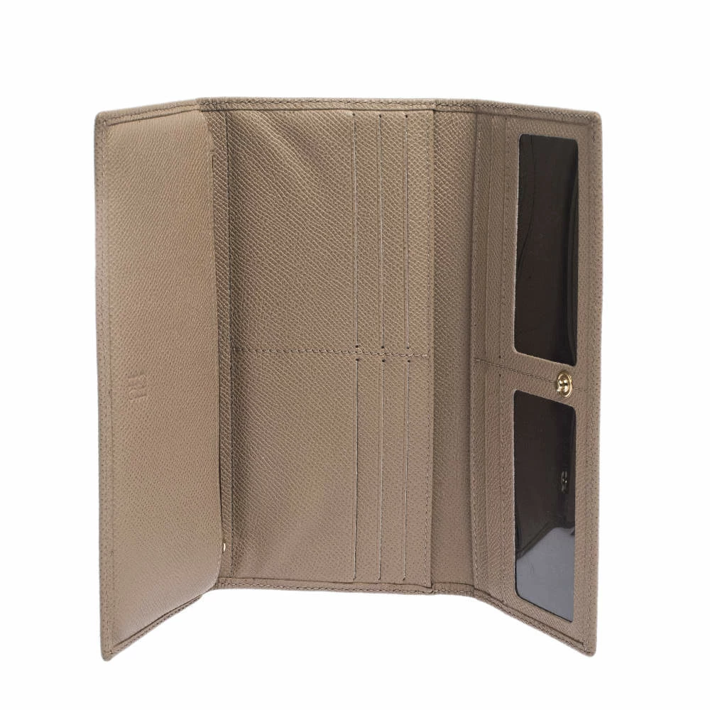 Carolina Herrera Beige Leather Continental Flap Wallet Women