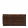 Carolina Herrera Brown Monogram Leather Continental Wallet Women