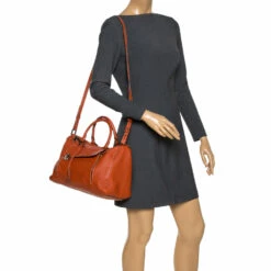 Alternative view of Carolina Herrera Cinnamon Brown Leather Front Pocket Satchel Women