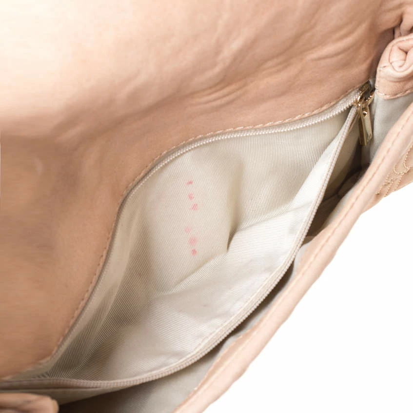 Carolina Herrera Beige Monogram Leather Jerry Clutch Women