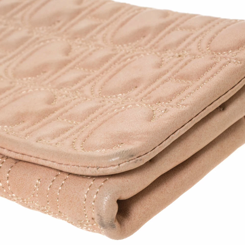 Carolina Herrera Beige Monogram Leather Jerry Clutch Women