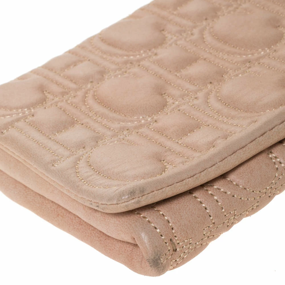 Carolina Herrera Beige Monogram Leather Jerry Clutch Women