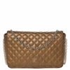 Carolina Herrera Bronze Quilted Leather Flap Chain Shoulder Bag Women - Brown
