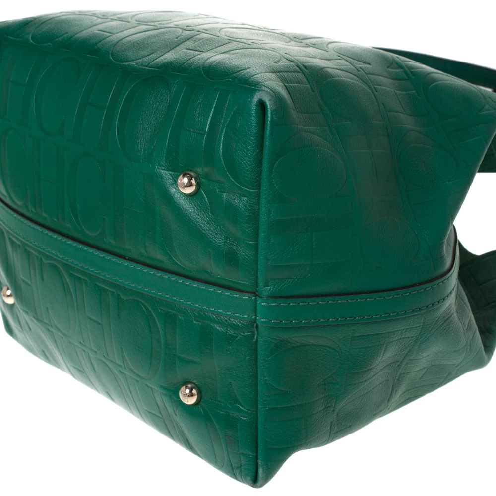 Carolina Herrera Green Monogram Leather Matryoshka Tote Women