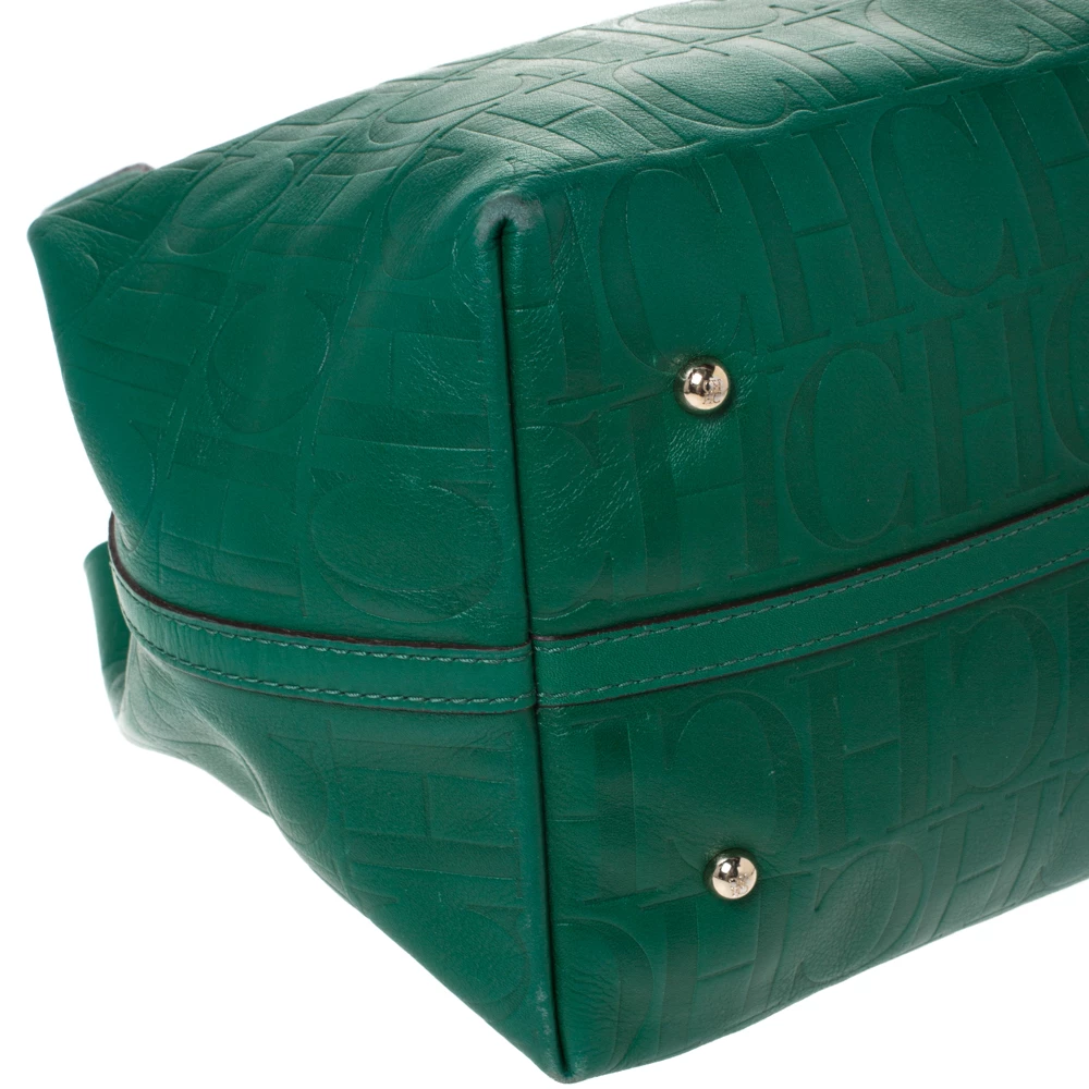 Carolina Herrera Green Monogram Leather Matryoshka Tote Women