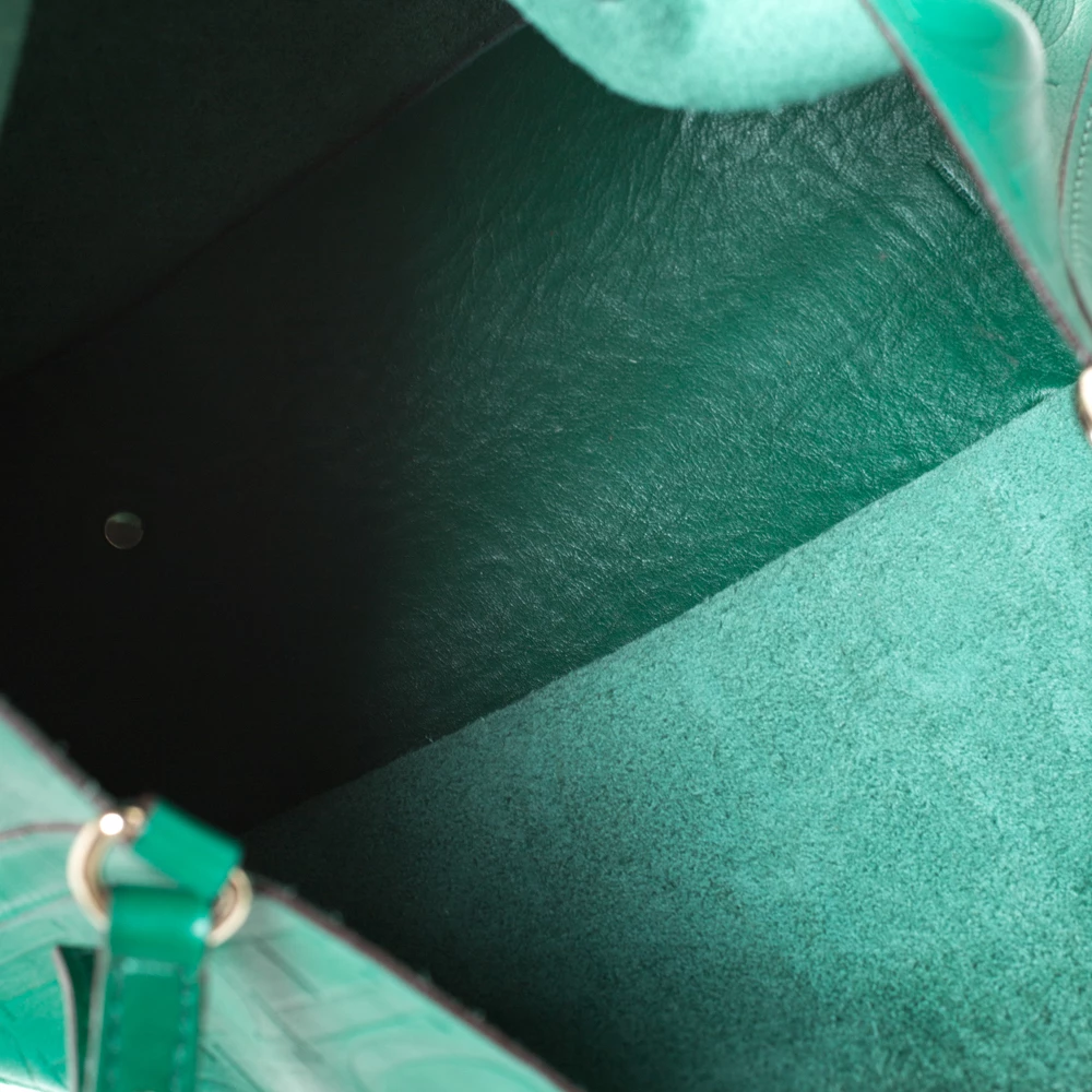 Carolina Herrera Green Monogram Leather Matryoshka Tote Women