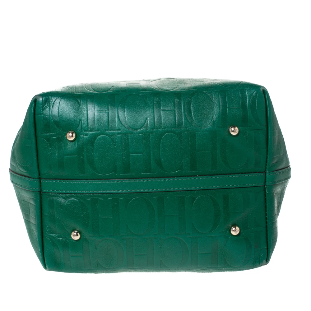 Carolina Herrera Green Monogram Leather Matryoshka Tote Women