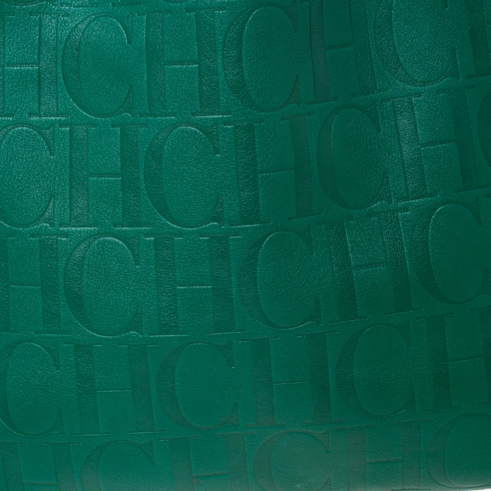 Carolina Herrera Green Monogram Leather Matryoshka Tote Women