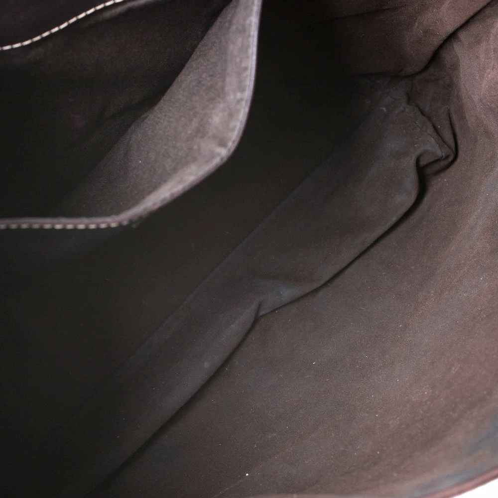 Carolina Herrera Dark Brown Monogram Leather Tote Women