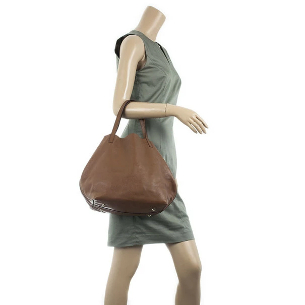 Carolina Herrera Brown Matryoshka Leather Tote Women