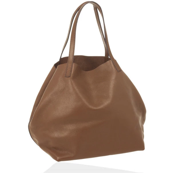 Carolina Herrera Brown Matryoshka Leather Tote Women