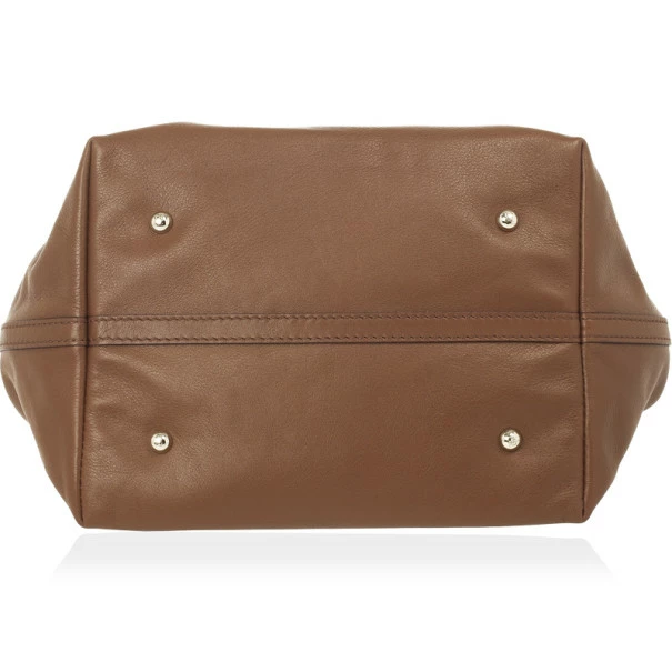 Carolina Herrera Brown Matryoshka Leather Tote Women